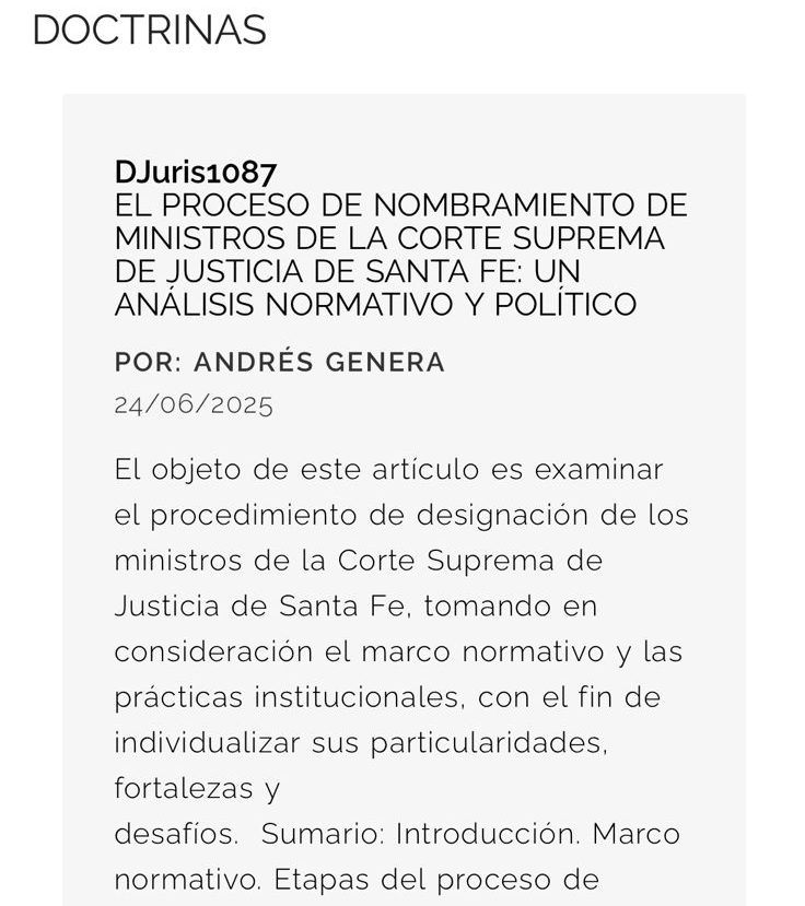 El proceso de nombramiento de ministros de la Corte Suprema de Justicia de Santa Fe: un análisis normativo y político